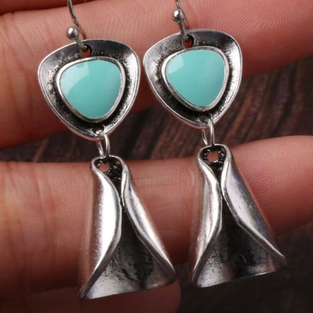 Turquoise Decor Geometric Drop Earrings - Picture 1 of 4